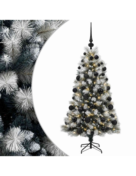 Albero di Natale artificiale con rami snodati e palline 150 cm
