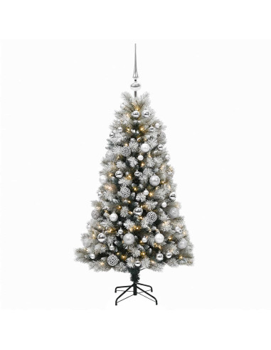 Albero di Natale artificiale con rami snodati e palline 150 cm