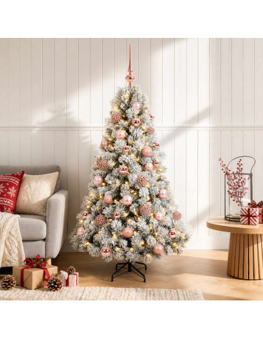 Albero di Natale artificiale con palline 150 cm 150 LED