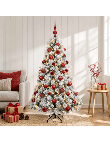 Albero di Natale artificiale con palline 150 cm 150 LED