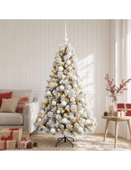 Albero di Natale artificiale con palline 150 cm 150 LED