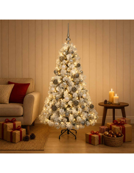 Albero di Natale artificiale con palline 150 cm 150 LED