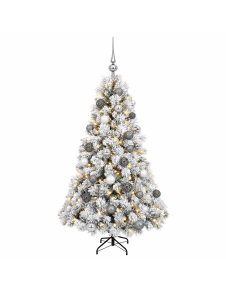 Albero di Natale artificiale con palline 150 cm 150 LED