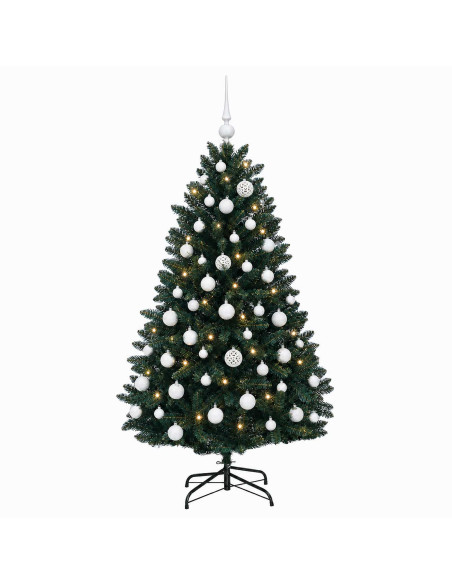Albero di Natale artificiale verde scuro con palline 120 cm