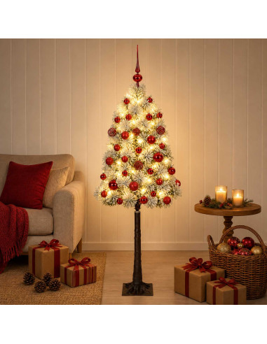 Albero di Natale artificiale con rami snodati e palline 150 cm