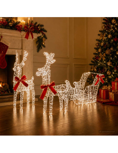 Renna di Natale 3D con slitta LOVIISA 3 pz 400 LED