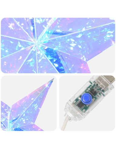 Stella LED prismatica iridescente Multicolore Ø 32 x 30 cm