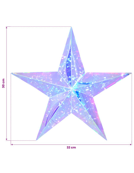 Stella LED prismatica iridescente Multicolore Ø 32 x 30 cm