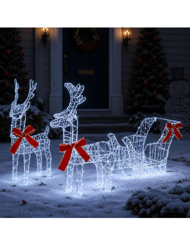 Renna di Natale 3D con slitta LOVIISA 3 pz 400 LED