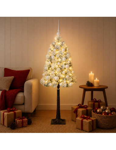 Albero di Natale artificiale con rami snodati e palline 150 cm