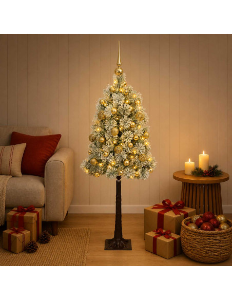 Albero di Natale artificiale con rami snodati e palline 150 cm