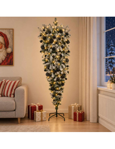 Albero di Natale artificiale rovesciato con rami snodati 240 cm