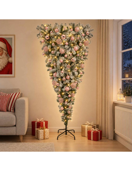 Albero di Natale artificiale rovesciato con rami snodati 240 cm