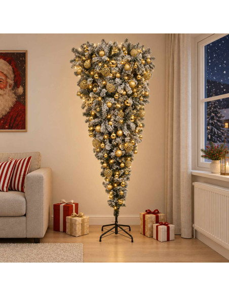 Albero di Natale artificiale rovesciato con rami snodati 240 cm