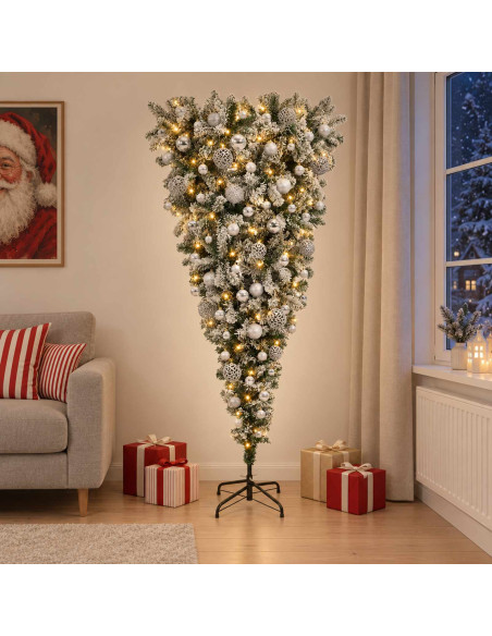 Albero di Natale artificiale rovesciato con rami snodati 240 cm
