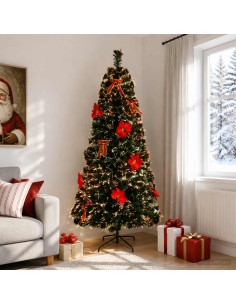 Albero di Natale in fibra ottica 240 cm 36 LED Multicolore PVC