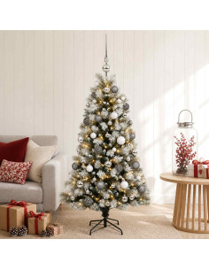 Albero di Natale artificiale con rami snodati e palline 150 cm