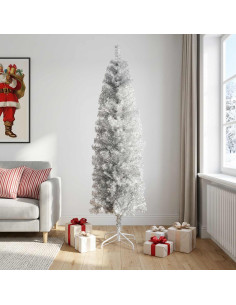 Albero di Natale Artificiale Sottile 240 cm PVC e Acciaio