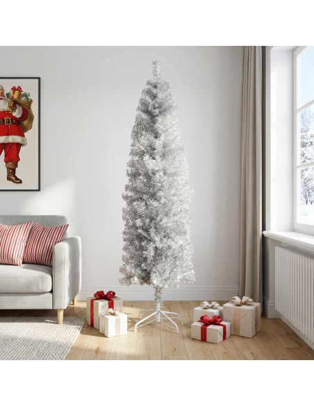 Albero di Natale Artificiale Sottile 240 cm PVC e Acciaio