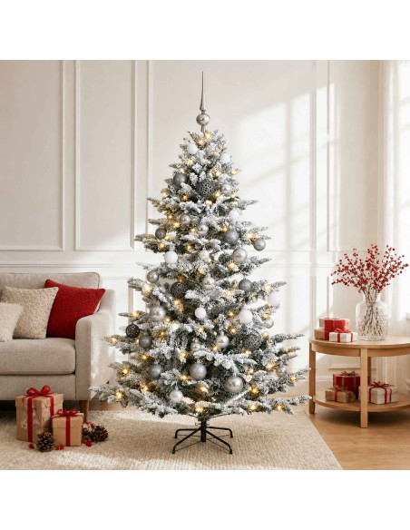 Albero di Natale artificiale con palline 120 cm 150 LED
