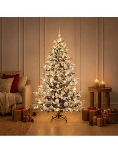 Albero di Natale artificiale con palline 120 cm 150 LED