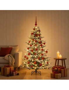 Albero di Natale artificiale con palline 120 cm 150 LED