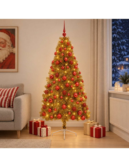 Albero di Natale artificiale con palline 180 cm 300 LED