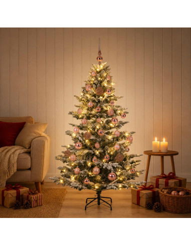 Albero di Natale artificiale con palline 120 cm 150 LED