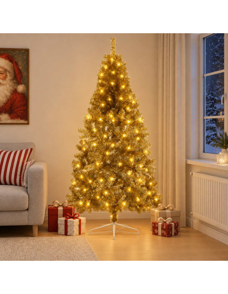 Albero di Natale Artificiale con Rami Pieghevoli 180 cm 300 LED