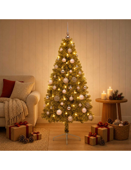 Albero di Natale artificiale con palline 150 cm 150 LED