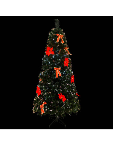 Albero di Natale in fibra ottica 210 cm 24 LED Multicolore PVC