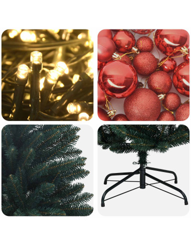 Albero di Natale artificiale verde scuro con palline 120 cm