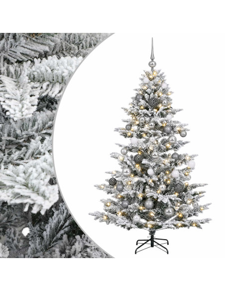 Albero di Natale artificiale con palline 120 cm 150 LED