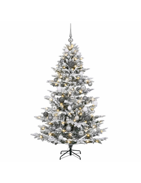Albero di Natale artificiale con palline 120 cm 150 LED