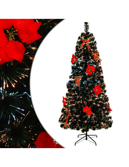 Albero di Natale in fibra ottica 180 cm 24 LED Multicolore PVC
