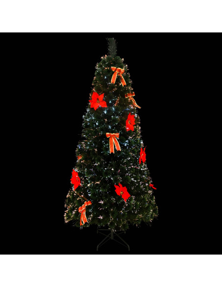 Albero di Natale in fibra ottica 180 cm 24 LED Multicolore PVC