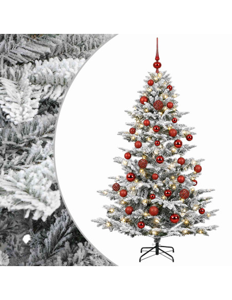 Albero di Natale artificiale con palline 120 cm 150 LED