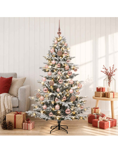Albero di Natale artificiale con palline 120 cm 150 LED