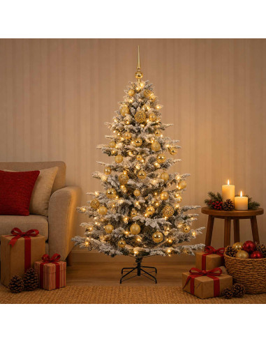 Albero di Natale artificiale con palline 120 cm 150 LED