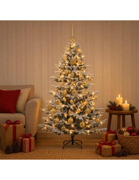 Albero di Natale artificiale con palline 120 cm 150 LED