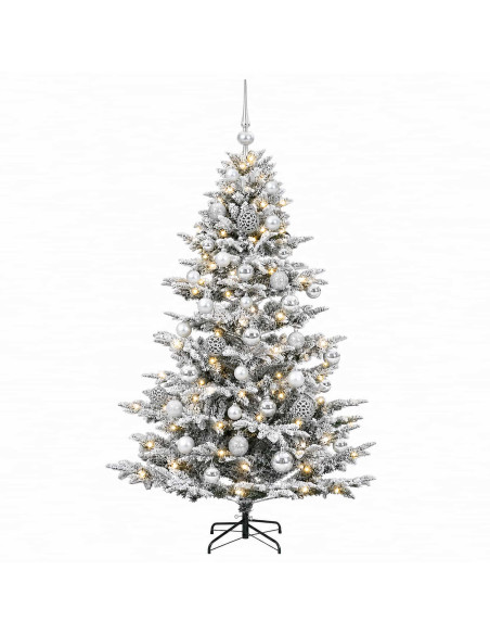 Albero di Natale artificiale con palline 120 cm 150 LED