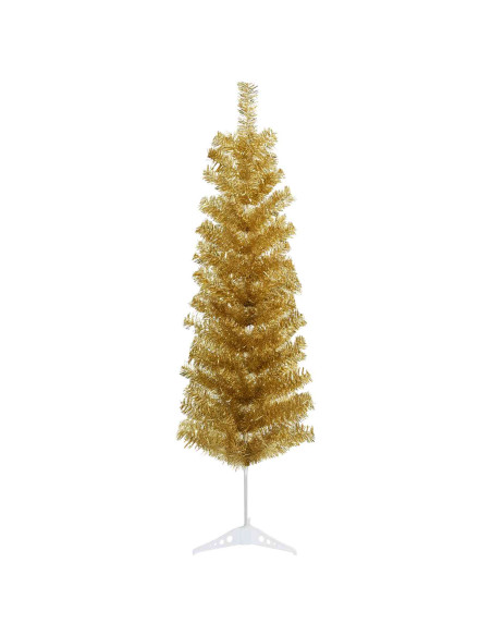 Albero di Natale Artificiale Sottile 150 cm PVC e Acciaio Oro