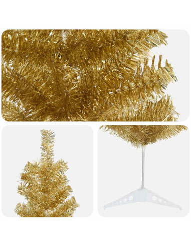 Albero di Natale Artificiale Sottile 150 cm PVC e Acciaio Oro