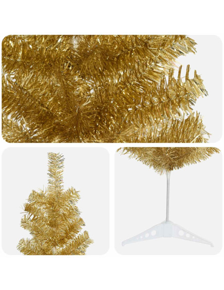 Albero di Natale Artificiale Sottile 150 cm PVC e Acciaio Oro
