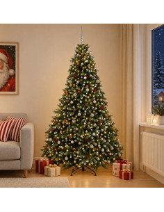 Albero di Natale artificiale verde con palline 270 cm 600 LED