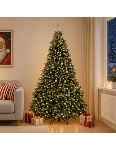 Albero di Natale artificiale verde con palline 270 cm 600 LED