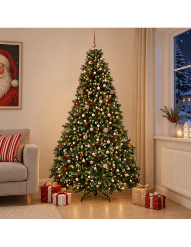 Albero di Natale artificiale verde con palline 270 cm 600 LED