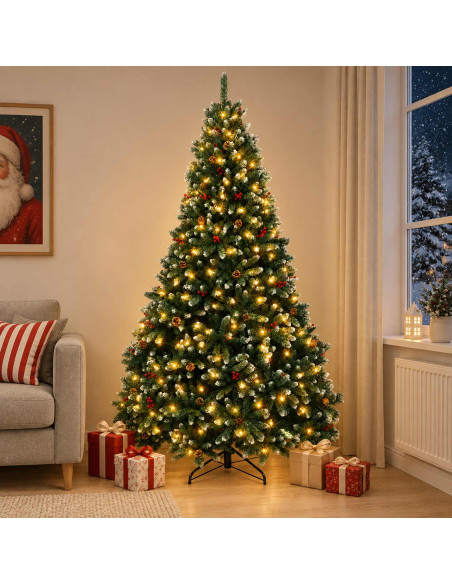 Albero di Natale Artificiale con Rami Pieghevoli 270 cm 600 LED