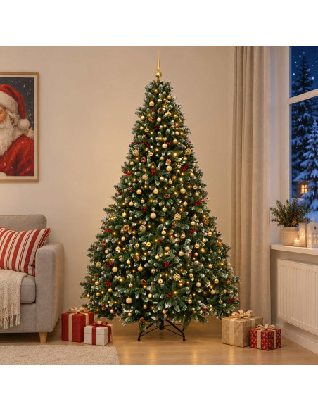 Albero di Natale artificiale verde con palline 270 cm 600 LED
