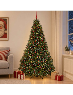 Albero di Natale artificiale verde con palline 270 cm 600 LED
